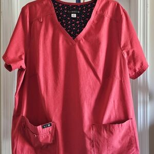 Koi Basics Women's V-Neckh Heather Red Scrub Top